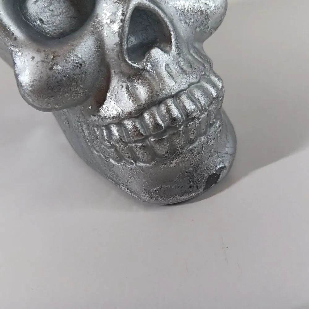 Skull Shaped Wax Candle Pair Halloween Decor Goth Gothic Spooky Creepy Horror